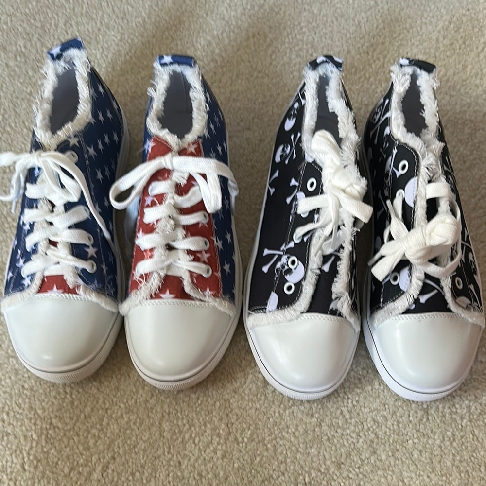 NWOT Stylish Women Sneakers - Red, Blue, and Black